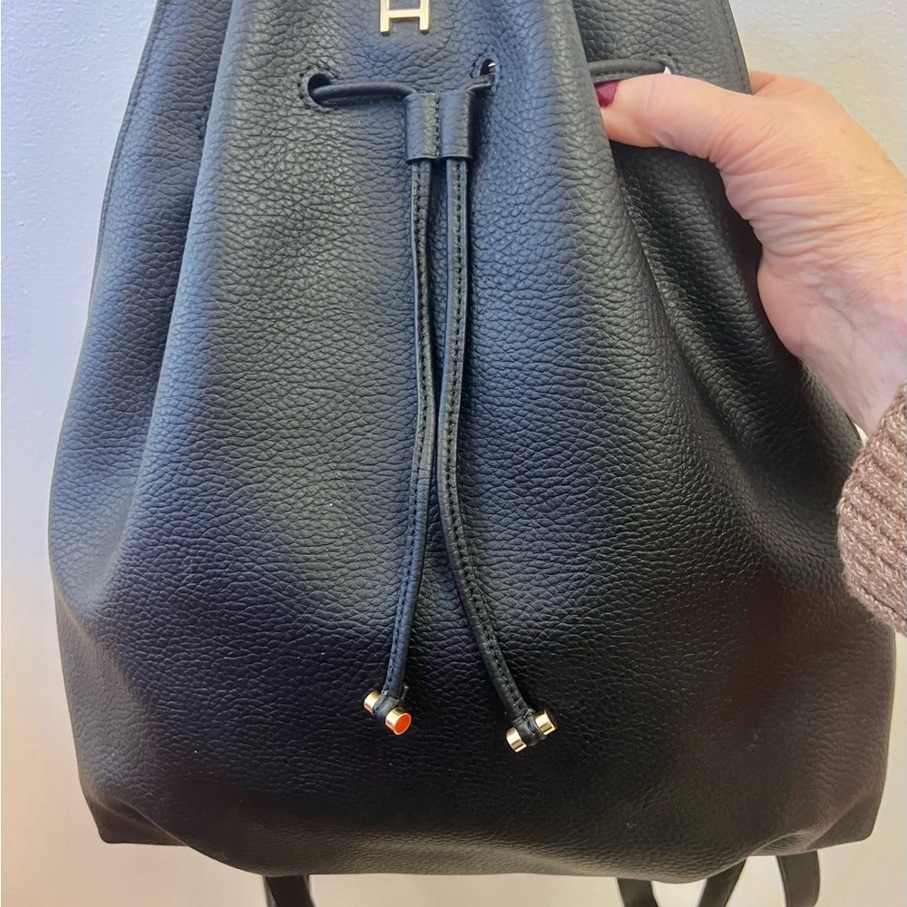 H by Halston Leather Drawstring Backpack